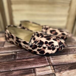 Leopard Print Women’s Driving Moccasins - Tan & Black